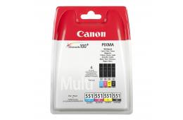 Zestaw tuszy Canon 6509B009 (oryginał CLI551 CMYK CLI-551C/M/Y/K; 4 x 7 ml; czarny, czerwony, niebieski, żółty)