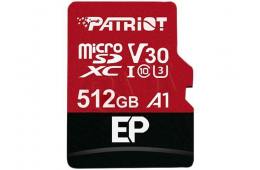 Karta pamięci z adapterem Patriot Memory EP Pro PEF512GEP31MCX (512GB; Class 10, Class A1, Class U3, V30; Adapter, Karta pamięci)